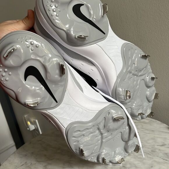 Nike ALPHA HUARACHE VARSITY 4 LOW Baseball Cleats WHITE WOLF GREY, 13, NWOB - Picture 3 of 5